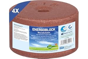 imima Mineral Lick Horse ENERGOBLOCK Salt Lick Set 4 x 3kg - Piedras para lamer Sal para Caballos, ovejas, Cabras, Caza y Ganado - Piedra Mineral para lamer Sal