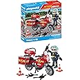 Playmobil 71466 Action Heroes: Motorcycle & Oil Spill Incident, with a radio and a fire extinguisher, fun imaginative role-play, realistic play sets suitable for children ages 4+
