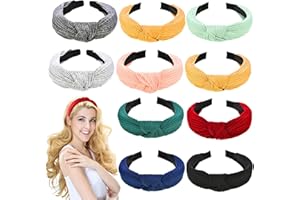 KULANNDER 10 Unidades Cintas Para La Cabeza Para Mujer Cintas Para La Cabeza De Punto Cintas Para La Cabeza Anudadas Nudo Cruzado Bandas Elásticas Cintas Para Maquillaje Banda Para El Cabello Juego De Aro