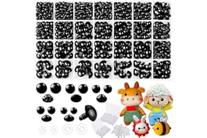 WIURGOHA 1000 Pcs 6-14mm Black Plastic Safety Eyes with Washers for Crochet, Craft Doll Eyes, DIY Accessories, Amigurumi