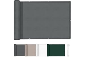 HENG FENG Balkon Sichtschutz 70x300 cm, PES Balkonabdeckung,Wetterfest,Windschutz und UV-Schutz Balkonverkleidung, Mit Kabelbindern, Anthrazit