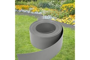 Randaco Rasenkante Kunststoff Grau 50 m (100/2 mm) Flexible Beeteinfassung Beetumrandung Mähkante Gartenumrandung für Kurven Blumenbeet Umrandung unsichtbar
