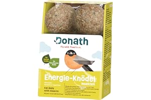 Donath Energie-Knödel Insekten Ohne Netz - 100g Je Knödel - Der Feinschmecker-Knödel - Wertvolles Ganzjahres Wildvogelfutter - Aus Unserer Manufaktur in Süddeutschland - 6er Karton