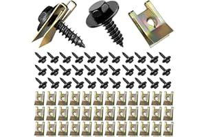 DILIGHTNEWS 100 PCS Karosserieschrauben, Mutter Clip Kit, 50 Sätze Blechschrauben, Blechmuttern, U Typ Karosserieschrauben, Blechmutter Schraube, Otflügelclip Blechmuttern Befestigung Clips Für Auto