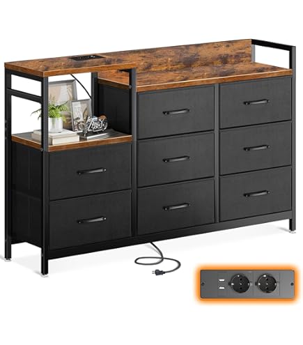 COSTWAY Commode met 7 laden, dressoir in landelijke stijl