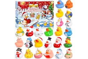 CIANBIFN Canard Calendrier de L'avent 2025, 24pcs Canards en Caoutchouc de Noël, Idee Cadeau de Noël pour Enfants, Jouets de Baignoire Flottants pour Enfants, Cadeau de Fête Baby Shower