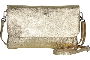 AMBRA MODA AmbraModa GLX11 - Damen Umhängetasche, Clutch, Handytasche aus echtem Leder mit abnehmbarem und verstellbarem Schultergurt, geeignet für Handys und Tablets bis zu 7 Zoll