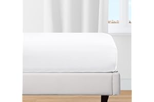 ‎CALIFORNIA DESIGN DEN Spannbettlaken 140x200cm 100% Bio-Baumwolle, kühlendes Perkal-Gewebe, leicht, Übergangspassung, knackig, mit tiefer Tasche-Weiß Spannbetttuch von California Design Den