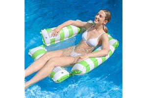 ROUSKY Inflatable Pool Float Chair Lounge for Adults and Kids Floating,Stripe Pattern Float Hammock for Pool Party Summer Water Fun
