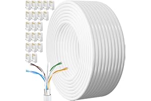 MEIPEK Kabel Ethernet 100m, Cat 6 Kabel sieciowy 100 metrów FTP Ethernet Cable 320ft Kabel Masowy Rj45 Gigabit Biały Pancerz LAN Cable Wysoka Prędkość 250MHz Kat.6 Kabel do Internetu dla Routera Modemu