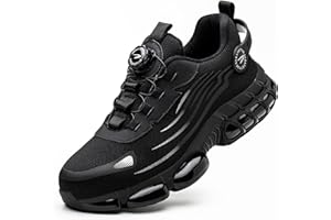 TBNOI Obuwie ochronne dla mężczyzn i kobiet, S3, z poduszką powietrzną, buty robocze, lekkie, sportowe, antypoślizgowe, z amortyzacją, stalowy nosek