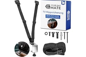 YOUR DAY MATE Sécurité anti-basculement TV à visser, 1 Set, Noir, pour téléviseurs à tube cathodique, téléviseurs à écran plat, facile à activer-désactiver, pour petits enfants, animaux domestiques, vis incluses