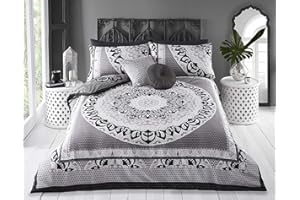Sleepdown Double Duvet Reversible Bedding Set and Pillowcases, Cotton, Grey