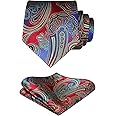 HISDERN Men's Paisley Tie Handkerchief Wedding Party Necktie & Pocket Square Set