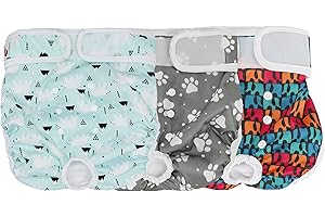 JUMPY MOO'S Pañales Reutilizables para Perros JM (Paquete De 3), Calzoncillos Absorbentes Y Lavables para Perros En Calor, Bragas para Perros Extra Grandes (para Cintura De 25"- 35" Pulgadas) Patrón Lindo