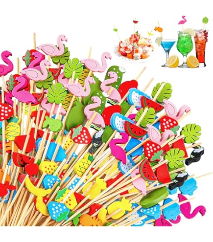 300 Stecchini Cocktail Colorati - 12 Cm Con Forme Frutta, Cuori, Fiori | Per Party, Aperitivi, Decorazioni - Foto 3