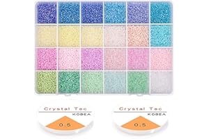 Yholin Perlen für Armbänder, 2mm Perlen zum Auffädeln Rocailles Perlen Set, 12000 Stück Kleine Glasperlen Pastell Bastelperlen für Schmuckherstellung DIY Armbänder Halsketten Ohrringe Basteln