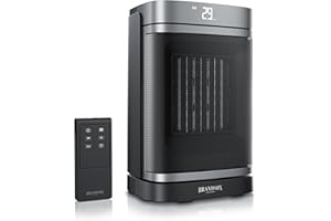 Brandson - Heizlüfter energiesparend leise - Oszillation - mit Fernbedienung - Preisträger - ECO Modus - 2 Stufen - Kindersicherung - Timer - Heizung Keramik Heater - Bad Wohnzimmer Büro Kinderzimmer