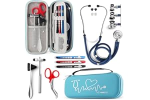 Primacare KB-9397-BL Stethoscope Case, SUPPLIES INCLUDED, Blue with Multiple Compartments, Portable and Lightweight First Aid Kit Bag with Vital Medical Supplies, Nursing Accessories for Nurses