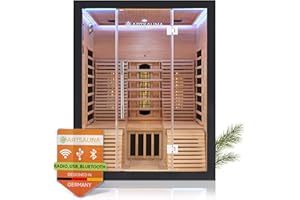 Artsauna Infrarotkabine Helsinki 150 Dual Technologie, LED - Infrarotsauna 150x150 cm - 1 Bank, 2 Liegen für 3 Personen - Wärmekabine Schwarz Black