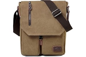 Kasgo Borsa Tracolla Uomo, Borsa Uomo Borsa Messenger Piccola Borse a Spalla Tela Pelle Vintage Sacchetto del Messaggero Borsa Messaggero Borsa Donna per Scuola Lavoro Viaggio
