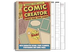 INKWORKS ComicCreator - Create Your Own Comic Book in a Comic Book Drawing Kit - Learn How to Draw and Structure a Cartoon/Anime inc. World, Character & Story Planning w/Blank Panels. Drawing Gifts for kids