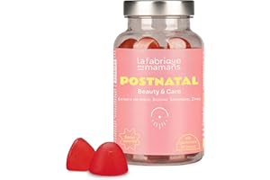 Postpartum - 60 Gummies vegan sans sucres - Complément Alimentaire - Biotine - Croissance Pousse et Renforcement des Cheveux - Régénération de la Peau - Fabriqué en France - La Fabrique des Mamans.
