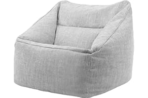 Icon Oslo Puff Sillón, Gris Claro, Espiga Tejida Asiento para Adultos, Talla Media Sillón para áreas de Estar con Relleno Incluido