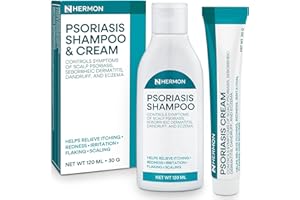Treatonic Psoriasis Cream Shampoo Set, Psoriasis Scalp Treatment, Seborrheic Dermatitis Shampoo, Soothe Dry Skin & Inflammation, Treat Itchy & Dandruff (30g, 120ml)