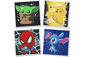 Diyooisx Diamond Painting Children from 6 Years - Pack of 4 Diamond Painting Set Boys Craft Set Children from 6 Years Boy Diamond Painting Pictures Small Gifts Boy 6 7 8 9 10 11 12 Years