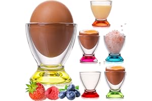 PLATINUX Set di portauovo colorato in vetro (6 pezzi) portauovo colazione Egg-Cup portauovo Brunch