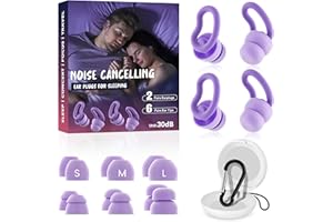 WLSCTY Ear Plugs for Sleep - 𝟐 𝐏𝐚𝐢𝐫𝐬 Reusable Hearing Protection in Silicone, The Best Earplugs for Blocking Out Snoring,𝟑𝟎𝐝𝐛 Noise Cancelling Ear Plugs for Concerts, Work and Traveling