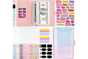 TOUVE Classeur Budget A6, Set Classeur Enveloppe Budget, Classeurs à anneaux, Classeur A6 en PU Cuir Budget Planner pour Économiser de l'argent Organisateur avec Fermeture Boucle Magnétique