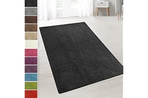 ‎CASA PURA casa pura Teppich Wohnzimmer Schwarz Flauschiger Teppich 80x250cm Läufer, weicher Wohnteppich Deko für Schlafzimmer, Kinderzimmer, Flur mit antirutsch Unterseite, Shaggy Hochfloor Barcelona