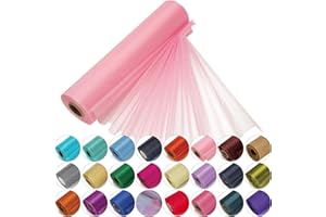 TRIMMING SHOP 29cm x 25m Roll of Organza Sheer Fabric - Elegant Decorative Cloth for Wedding Chair Bows, Table Runners, Party Favours - Crafting Supplies for Ribbons, Dress Accents,and Bags, Pink#