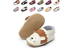 Scarpe Bambino in Morbida Pelle 0-24M Scarpe Neonato,Pantofole Infanzia Bambini Primi Passi con Suolla Scamosciata Antiscivolo Disegni di Fiori e Animali,Bambine e Ragazze Ciabatte Scarpette