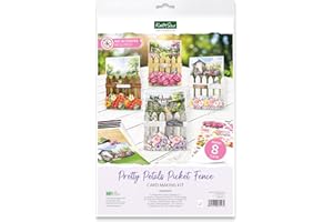 Katy Sue Designs Pretty Petals Picket Fence Card Making Kit. Contains 8 Shaped Cards, 2 Sheets Die Cut Decoupage, Sticky Foam Pads, Instructions & 8 Envelopes from Card Making Kits for Adults