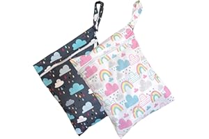 AQOS Bolsa Ropa guarderia - Bolsa de Tela Niños Colegio - Bolsa Impermeable Bebe - Bolsa Impermeable Bebe Guarderia - Bolsa merienda Infantil - Bolsas de Tela Infantiles - 2 Unidades.