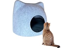 EL ÁTICO PETS Cuccia per Gatti con Cuscino Gatto per Dormire. Lettino per Gatti. Cuccia Gatto Interno a Forma di Gatto con Ingresso Arrotondato. Casetta Gatto, Cucce per Gatti, Igloo per Gatti