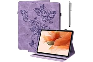 GLANDOTU Lenovo Tab M10 HD (TB-X306X) Case 10.1 inch, Fold Stand Function Cover, Butterfly Folio Flip PU Leather Tablet Case for Lenovo Tab M10 HD 2nd Gen (with Stylus pen)【Purple】