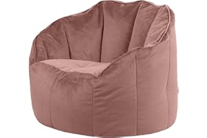 icon Sirena Velvet Bean Bag Chair, Dusk Pink, Large Adult Bean Bag with Filling Included, Accent Chair, Living Room Furniture, Bedroom Furniture