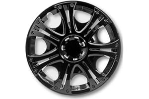 ALBRECHT AUTO-ZUBEHÖR Albrecht 15 pouces noir enjoliveurs pour jantes en acier - Aruba enjoliveur de roue en plastique avec peinture en couches - Enjoliveurs dans l'emballage d'origine Albrecht - Fabriqué en UE