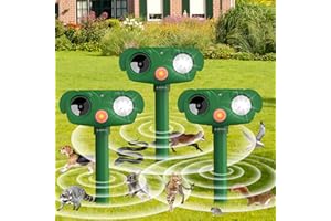 ILAFFUS 3 Pack Cat Repellent for Gardens UK, Cat Scarers for Gardens, Solar Cat Repellent Ultrasonic with Motion Detection Waterproof, Suitable for Repelling Cats, Foxes, Squirrels, Pigeons, Rodents