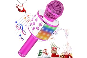 MOOKLIN ROAM Microphone Karaoke sans Fil, Micro 4 en 1 Karaoké Bluetooth Portable, LED Home Party Haut-Parleur pour Enfants/Adultes Chanter, Compatible avec Android/iOS/PC/Smartphone (Rose)