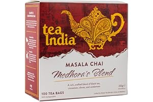 Tea India Medhora's Blend Masala Chai Tea Bags (100 Chai Tea Bags Bulk) Rainforest Alliance Certified | Biodegradable | Masala Chai Spiced Chai Blend of Black Tea, Ginger Tea, Cinnamon