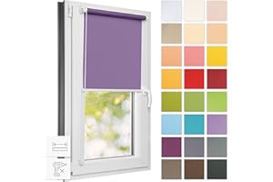 Estika Tende a rullo traslucida per interni - Ametista pastello - 80l x 120A cm - Tende a rullo senza forare per finestre e porte, Tenda a rullo