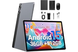 BEYNIVAN Tablet11 Pollici Android 15 tablet con 4G LTE/5G WiFi,36GB RAM+512GB ROM+1TB Espansione,Gemini AI,9580mAh,13MP+8MP,BT 5.0/GPS/Split-Screen/Face ID/Tab con Tastiera,Grigio