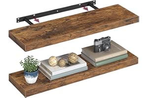 ‎VASAGLE VASAGLE Wandregal, 2er Set, Schweberegal, Regalbrett, 20 x 80 x 3,8 cm, Wandboard für Bilderrahmen, Deko, Regal für Wohnzimmer, Arbeitszimmer, Küche, vintagebraun LWS28BX-2