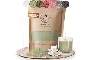 comforder Sable pour Bougies parfumée avec Mèches, Kit Bougie à Faire Soi-Même, 400 g de Perles de Cire pour Bougie + 4 Mèches (Vert clair, Jasmin)