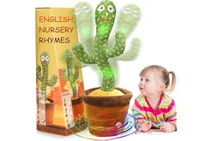 seOSTO Volume Control Singing and Dancing Cactus Toy Repeat What You Say, Talking Cactus Plush Toy Recording, Singing Cactus Toy for Kids Gifts, Baby Encourage Speech